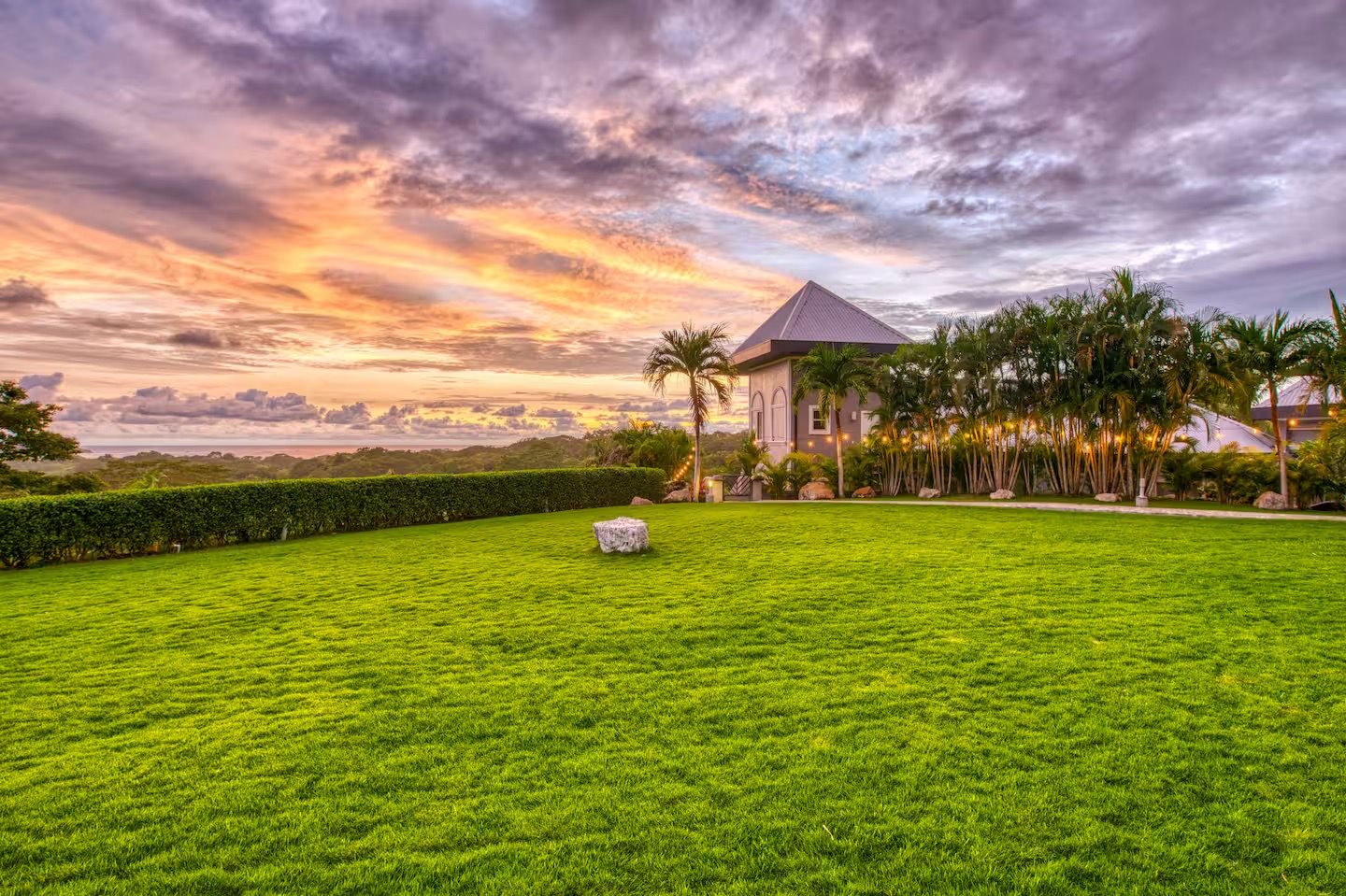 Sunset over the retreat grounds and great lawn