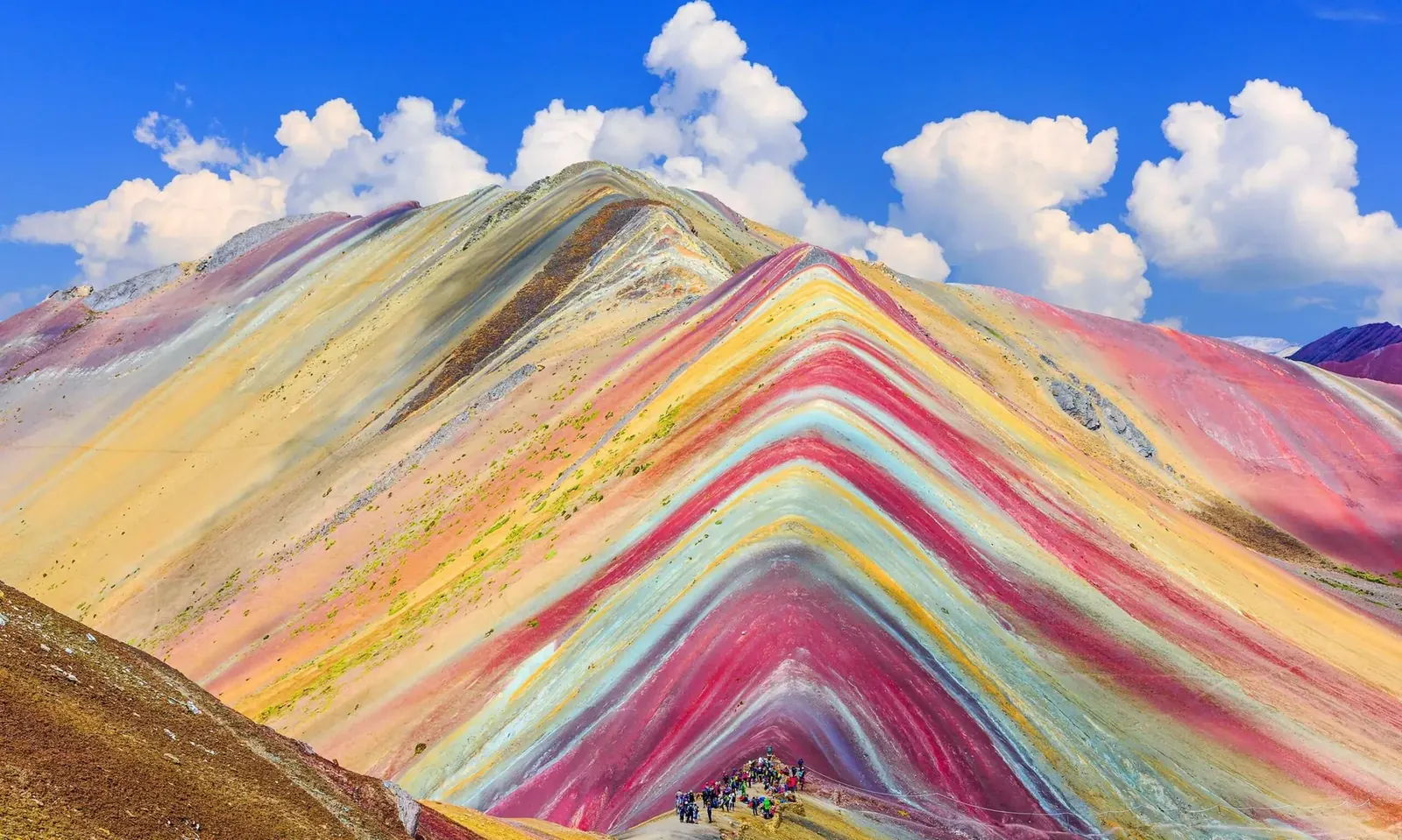 Colourful mineral layers of Rainbow Mountain in Peru